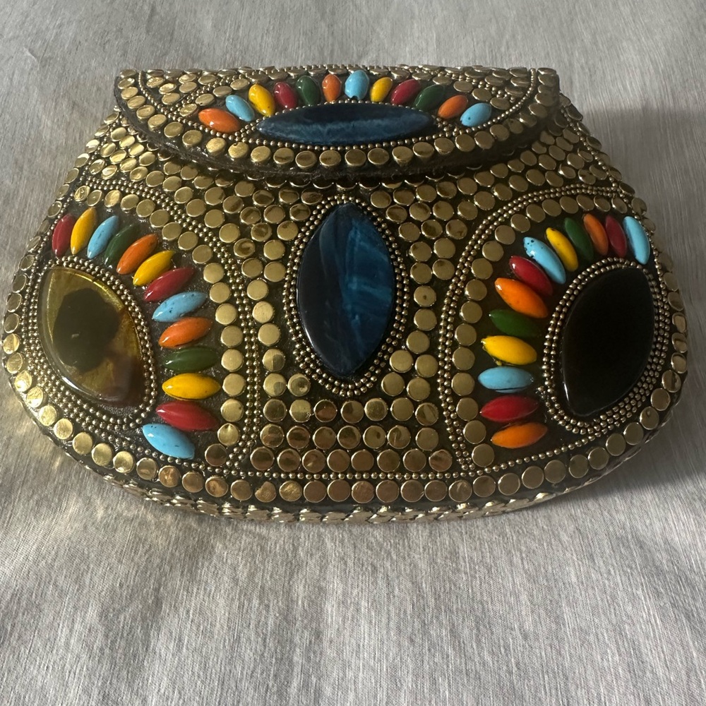 Ramla Beaded Clutch with Gold Accents - Picture 1 of 3